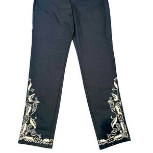 Nwt- RALPH LAUREN, BLACK EMBROIDERED PANT, SIZE: 8 MSRP $185